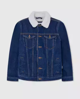 Джинсовая куртка для мальчика на подкладке из овчины Pepe Jeans, синий