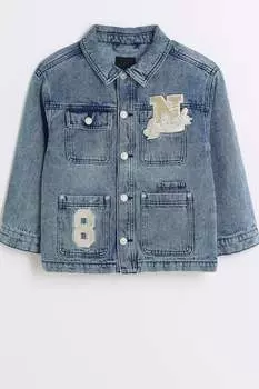 Джинсовая куртка для мальчика с нашивкой River Island, синий