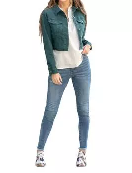 Джинсовая куртка Grinding, окрашенная в теплую одежду, в цвете Teal Judy Blue