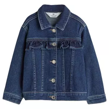 Джинсовая куртка H&amp;M Oversized Denim Ruffle-trimmed, темно-синий