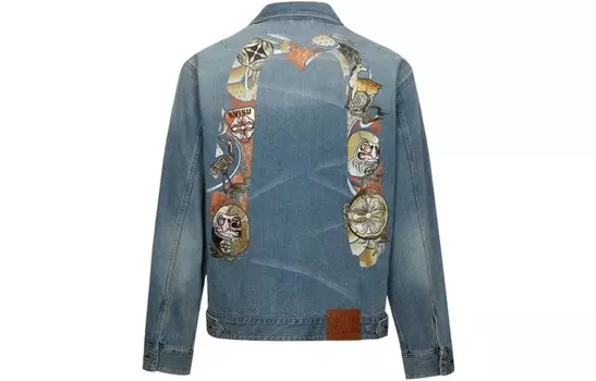 Джинсовая куртка Hanafuda Daruma Daicock EMB Evisu, синий