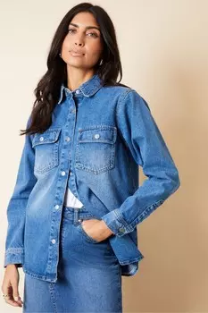 Джинсовая куртка из 100% хлопка с закругленным подолом Threadbare, синий