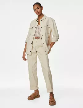 Джинсовая куртка из чистого хлопка Marks & Spencer, экрю