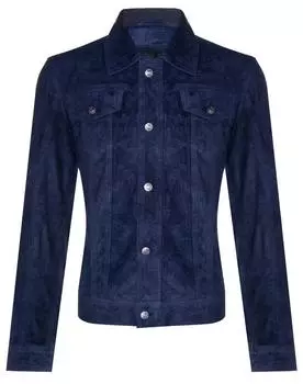 Джинсовая куртка из козьей замши-Аделаида Infinity Leather, темно-синий