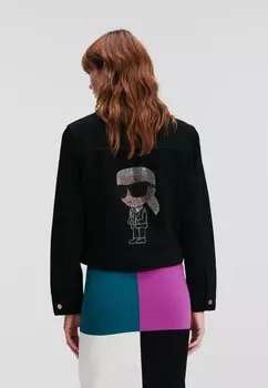 Джинсовая куртка KARL LAGERFELD IKONIK RHINESTONE, цвет black solid