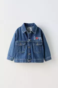 Джинсовая куртка keith haring ZARA, средне-синий