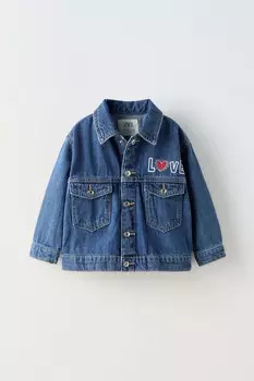 Джинсовая куртка keith haring ZARA, средне-синий