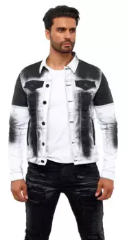 Джинсовая куртка KINGZ с эффектом тай-дай в стиле ретро, черный