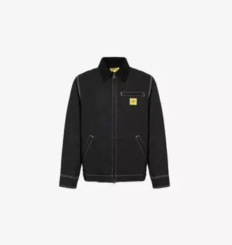 Джинсовая куртка классического кроя с фирменным принтом и воротником-стойкой Icecream, черный