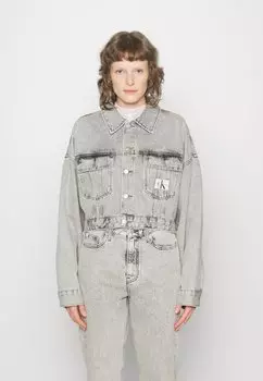 Джинсовая куртка КУРТКА OVERSIZE CROP Calvin Klein Jeans, джинсовый серый