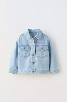 Джинсовая куртка минни маус disney с граффити ZARA, синий