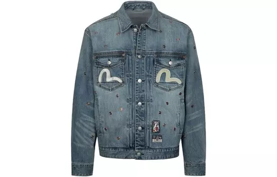 Джинсовая куртка мужская джинсовая синяя Evisu, синий