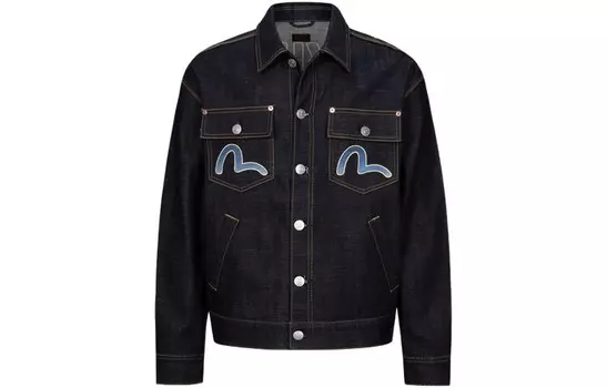 Джинсовая куртка мужская джинсовая синяя Evisu, синий