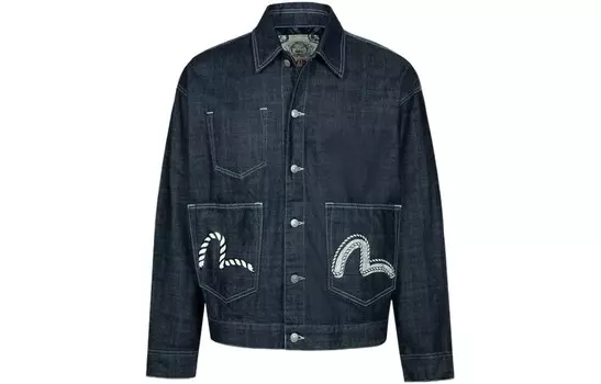 Джинсовая куртка мужская джинсовая синяя Evisu, синий