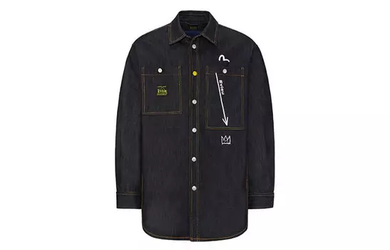 Джинсовая куртка мужская джинсовая синяя Evisu, синий