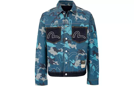 Джинсовая куртка мужская джинсовая синяя Evisu, синий