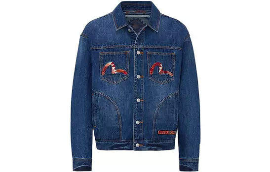 Джинсовая куртка мужская джинсовая синяя Evisu, синий