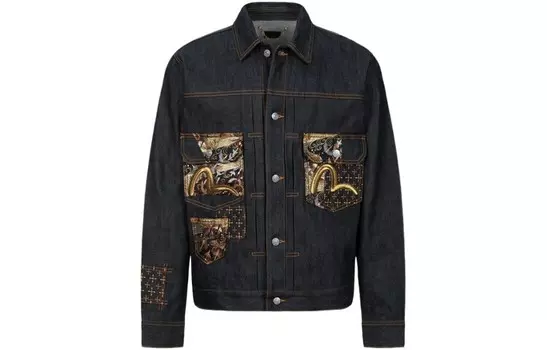 Джинсовая куртка мужская джинсовая синяя Evisu, синий