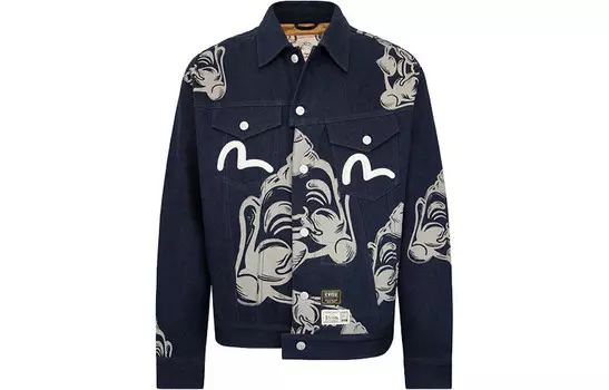 Джинсовая куртка мужская джинсовая синяя Evisu, синий