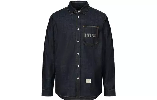 Джинсовая куртка мужская джинсовая синяя Evisu, синий