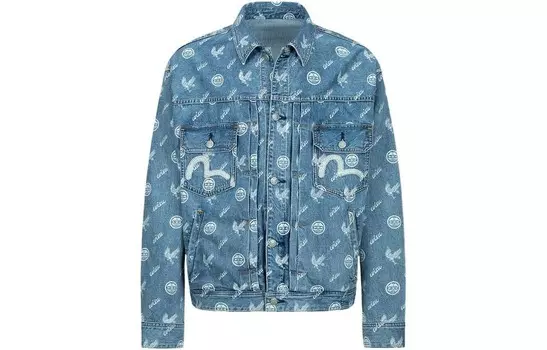 Джинсовая куртка мужская джинсовая синяя Evisu, синий