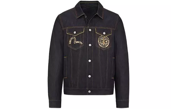 Джинсовая куртка мужская джинсовая синяя Evisu, синий