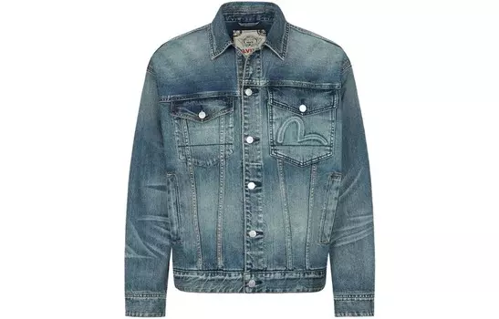 Джинсовая куртка мужская джинсовая синяя Evisu, синий