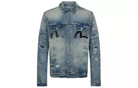 Джинсовая куртка мужская джинсовая синяя Evisu, синий