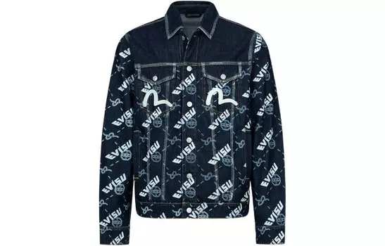 Джинсовая куртка мужская джинсовая синяя Evisu, синий