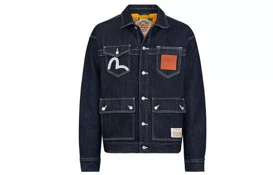 Джинсовая куртка мужская джинсовая синяя Evisu, синий