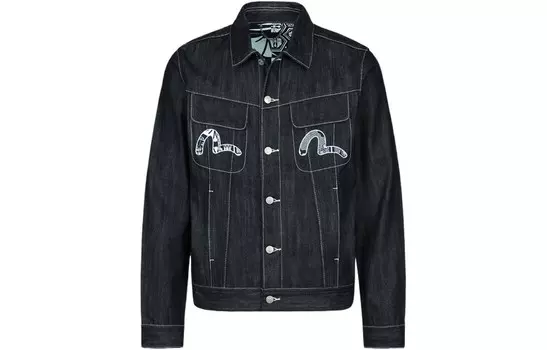 Джинсовая куртка мужская джинсовая синяя Evisu, синий