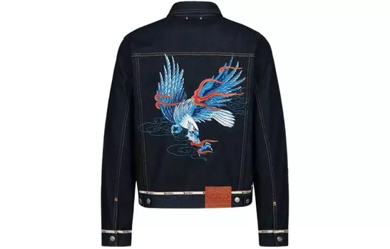 Джинсовая куртка мужская джинсовая синяя Evisu, синий