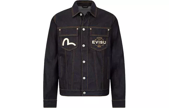 Джинсовая куртка мужская джинсовая синяя Evisu, синий