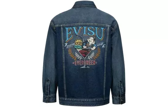 Джинсовая куртка мужская джинсовая синяя Evisu, синий