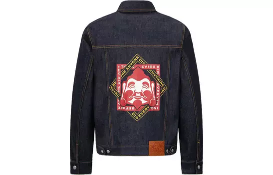 Джинсовая куртка мужская джинсовая синяя Evisu, синий