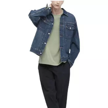 Джинсовая куртка мужская королевского синего цвета Uniqlo, синий