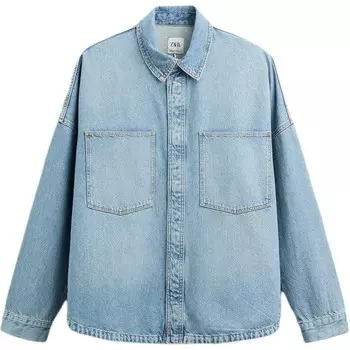Джинсовая куртка мужская средне-синяя Zara, синий