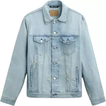 Джинсовая куртка мужская светло-синяя Zara, светло-голубой