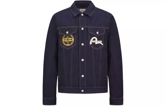 Джинсовая куртка мужская темно-синяя Evisu, темно-синий
