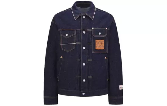 Джинсовая куртка мужская темно-синяя Evisu, темно-синий