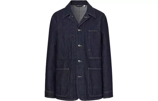 Джинсовая куртка мужская темно-синяя Uniqlo, темно-синий