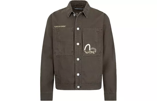 Джинсовая куртка мужская темно-угольная Evisu, цвет Dark Charcoal