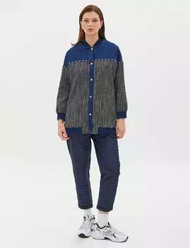 Джинсовая куртка на кнопках с декором Темно-синяя KYR