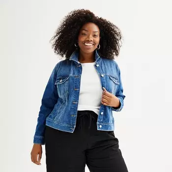 Джинсовая куртка на пуговицах больших размеров Sonoma Goods For Life, цвет Medium Dark