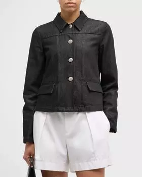 Джинсовая куртка на пуговицах Emporio Armani, цвет Black Denim