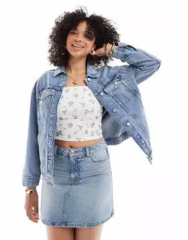 Джинсовая куртка New Look свободного кроя в средне-синем цвете