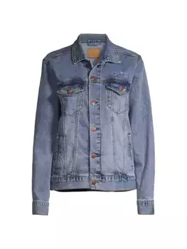 Джинсовая куртка невесты с вышивкой Juju + Stitch, синий