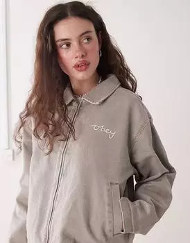 Джинсовая куртка Obey Serene на молнии бежевого цвета