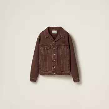 Джинсовая куртка окрашенная в готовом виде Miu Miu, коричневый