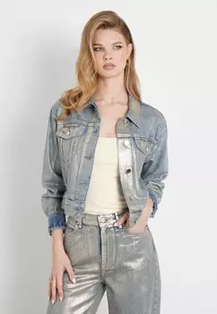 Джинсовая куртка OPTIK Guess, серебристого цвета